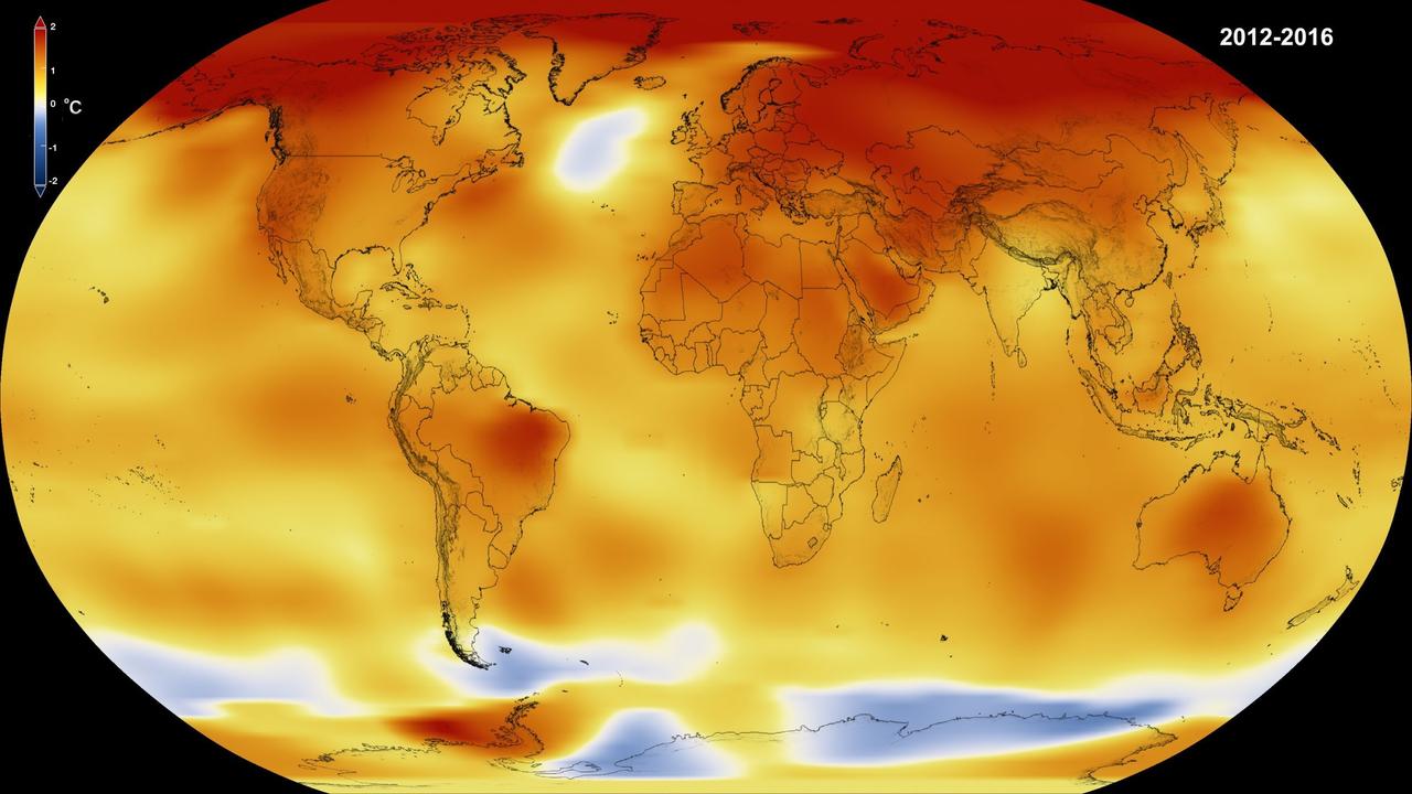 2012年〜2016年の世界平均温度のイメージ
