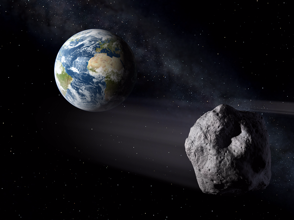 地球と小惑星（予想図）