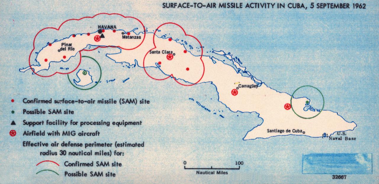 キューバのミサイル基地想定図（1962年）
