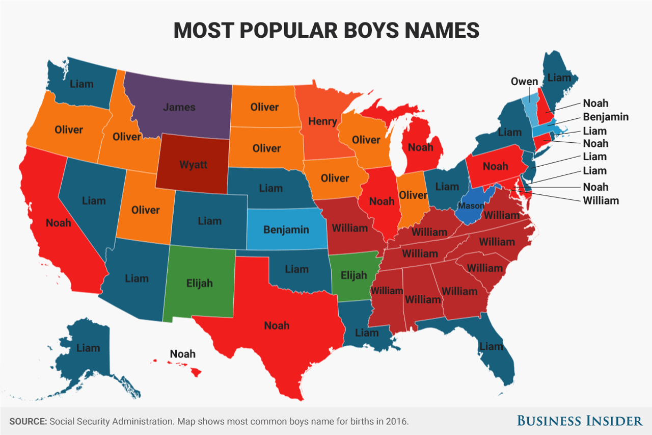 男の子の名前の地図