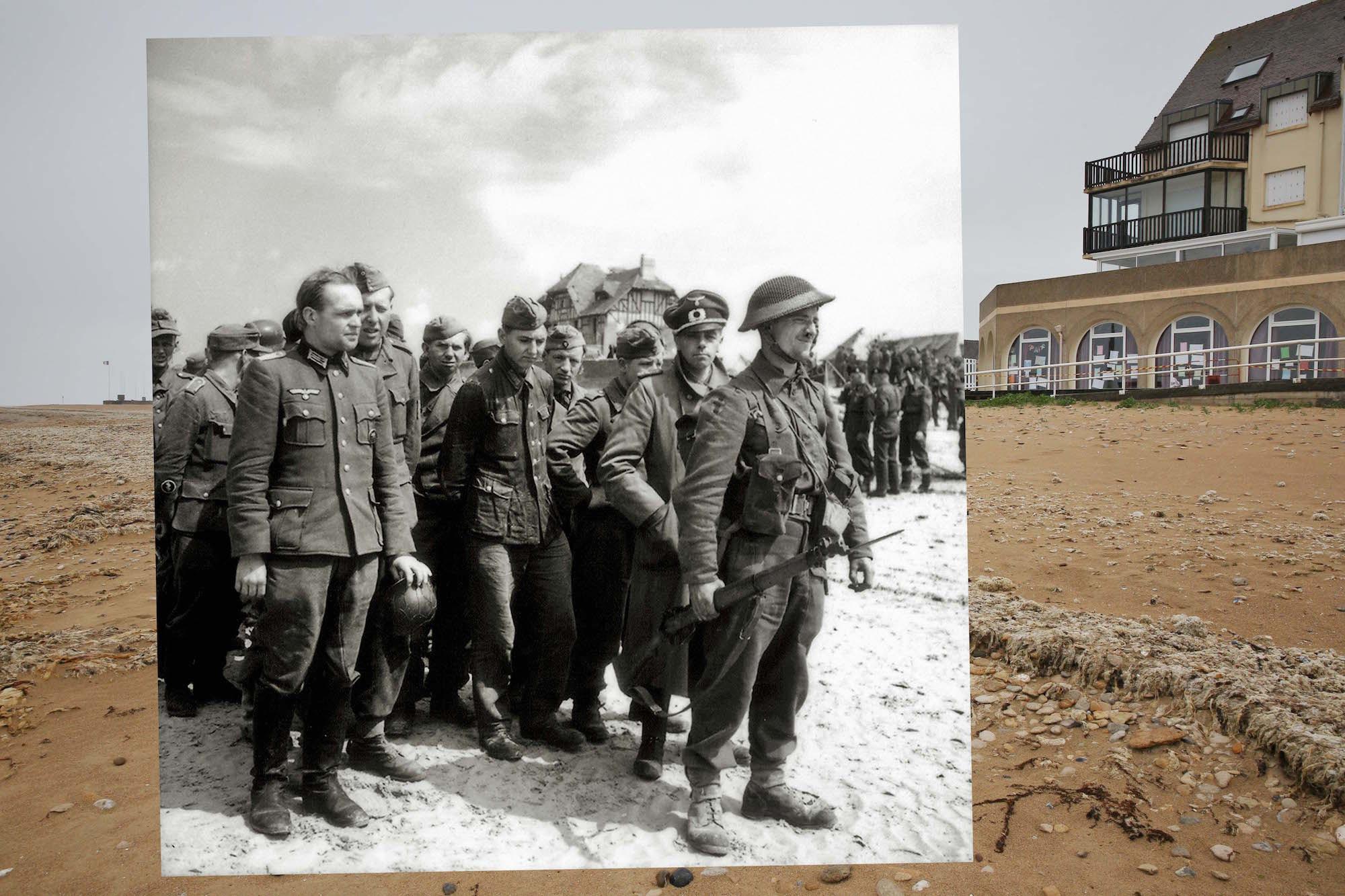 1944年と70年後の今の合成写真で振り返る｢ノルマンディー上陸作戦