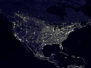 上空から見た夜のアメリカ