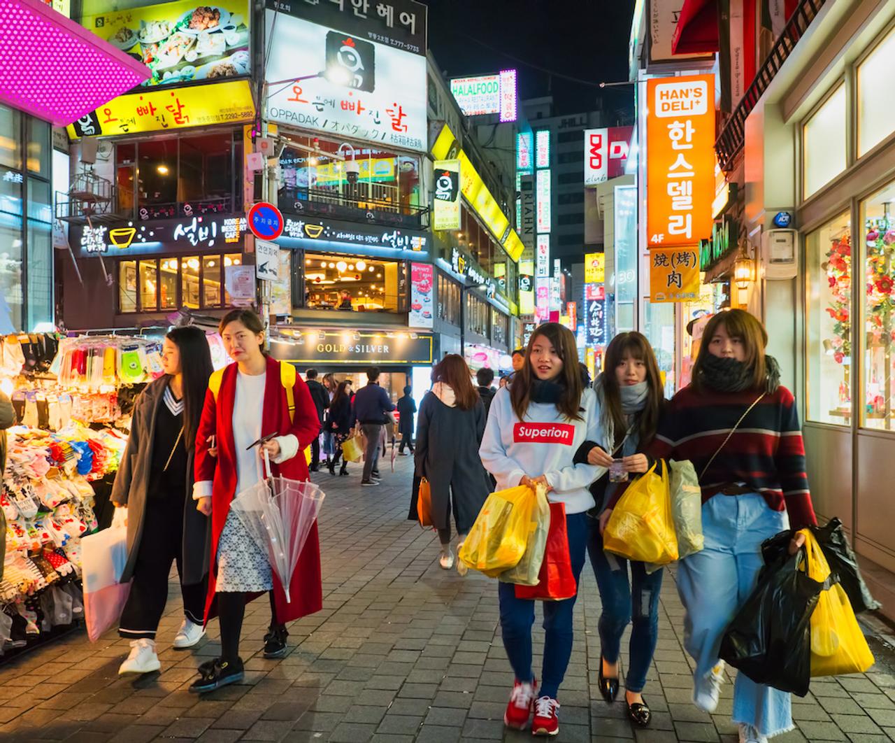 韓国のショッピング街