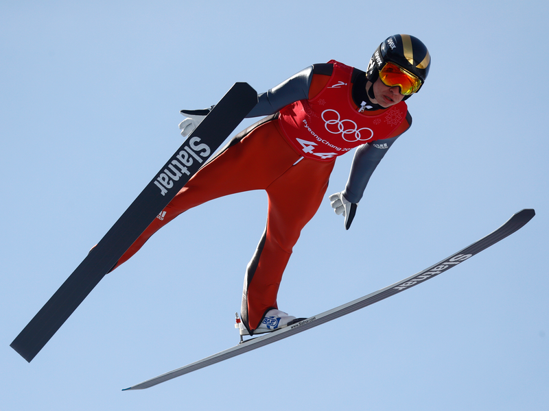 平昌オリンピックで練習するスロベニアのティレン・バルトル選手。