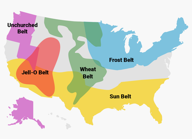 州名が入ったアメリカの地図