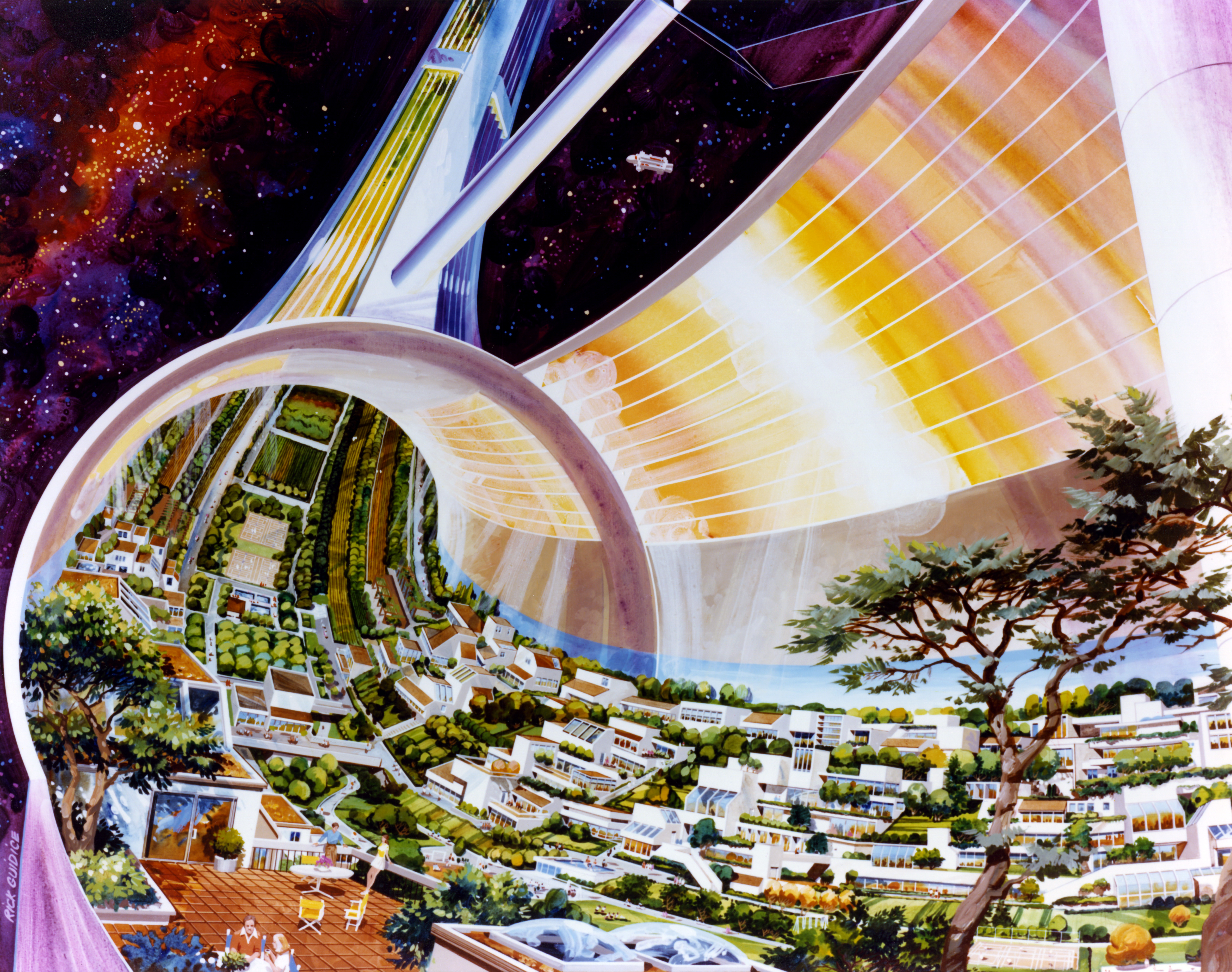 NASA設立60周年、1970年代に描かれた巨大スペースコロニーの予想