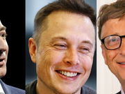 左から、ジェフ・べゾス、イーロン・マスク、ビル・ゲイツ。
