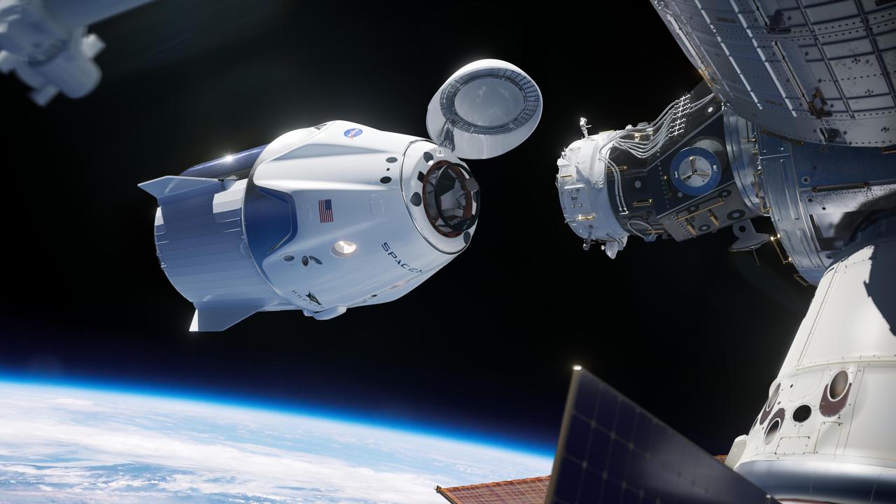 ISSとドッキングするスペースXのクルードラゴン（予想図）