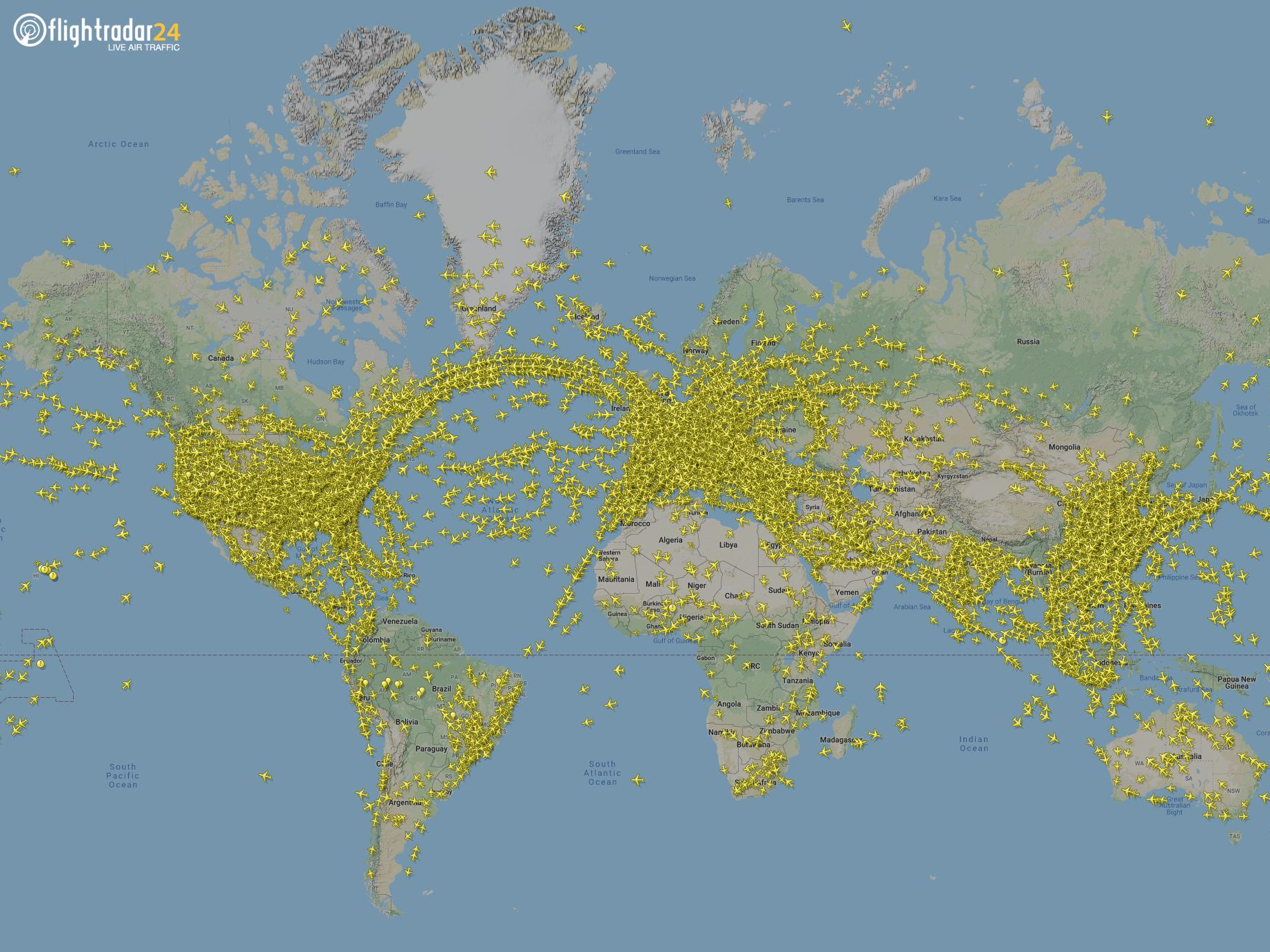 7月24日、Flightradar24は22万5000以上のフライトを記録した。