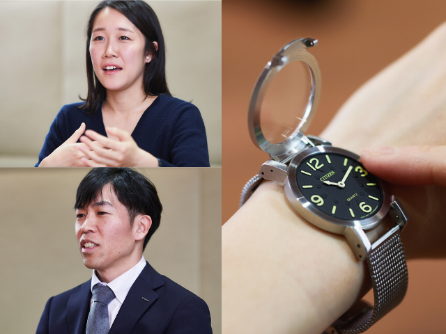 可知節郎さんと長尾見侑さんと視覚障害者対応腕時計