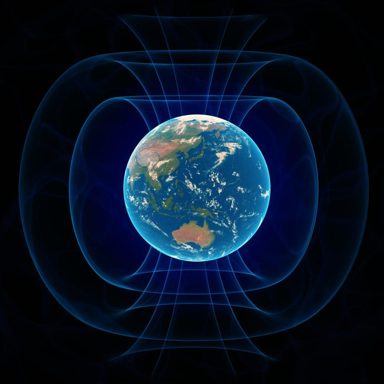 地球の磁場のイメージ。