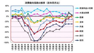 消費動向指数の推移（前年同月比）