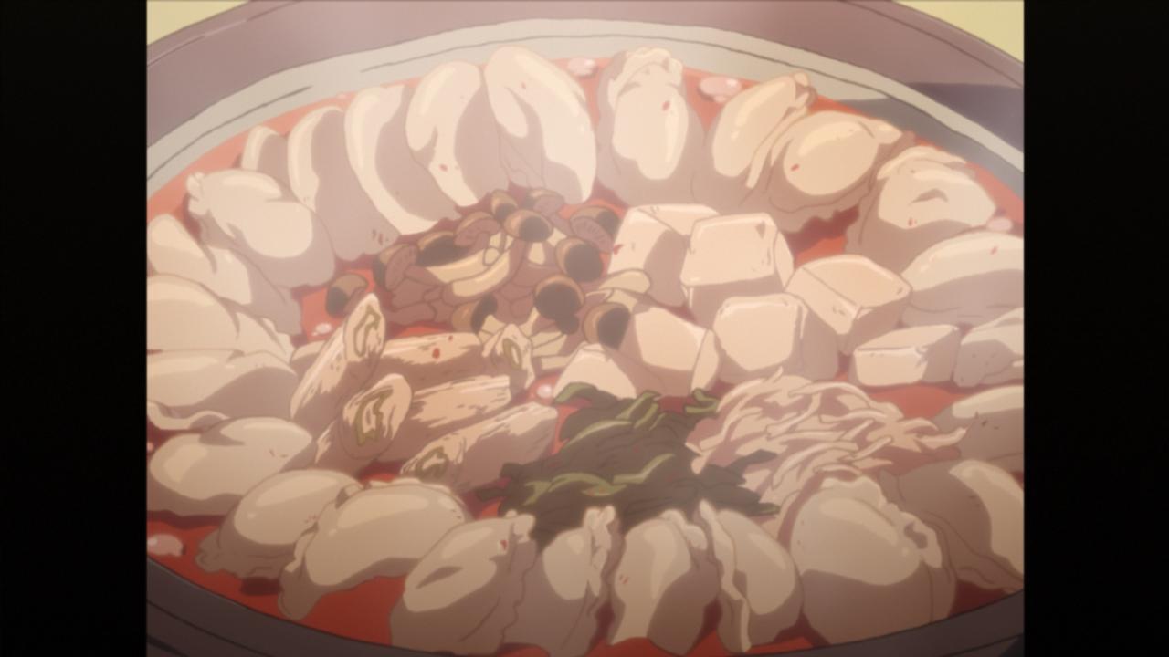 1作目の3話に登場した坦々餃子鍋。なでしこがキャンプでリンに振る舞った。餃子は浜松餃子。作中に登場するご当地グルメや｢キャンプ飯｣も『ゆるキャン△』シリーズの魅力の一つだ。