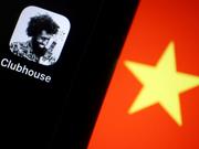 The social audio app Clubhouse is pictured near a star on the Chinese flag.