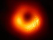 M87超大質量ブラックホール近傍の偏光画像。