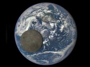 人工衛星｢DSCOVR｣が捉えた地球の前を通過する月の姿。