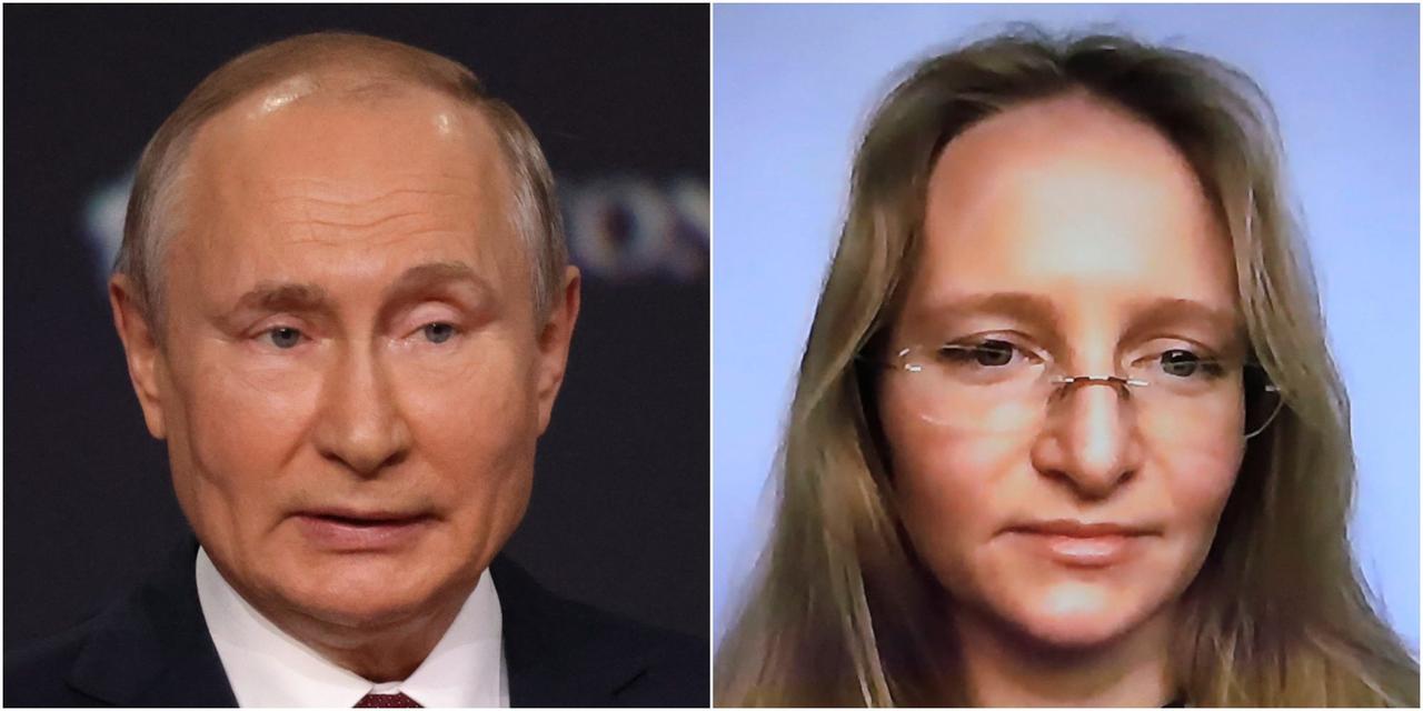 ロシアのプーチン大統領（左）とカテリーナ・チホノワ。