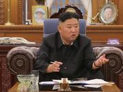平壌で、朝鮮労働党幹部との会合に出席した北朝鮮の金正恩総書記（2021年6月8日公開）。