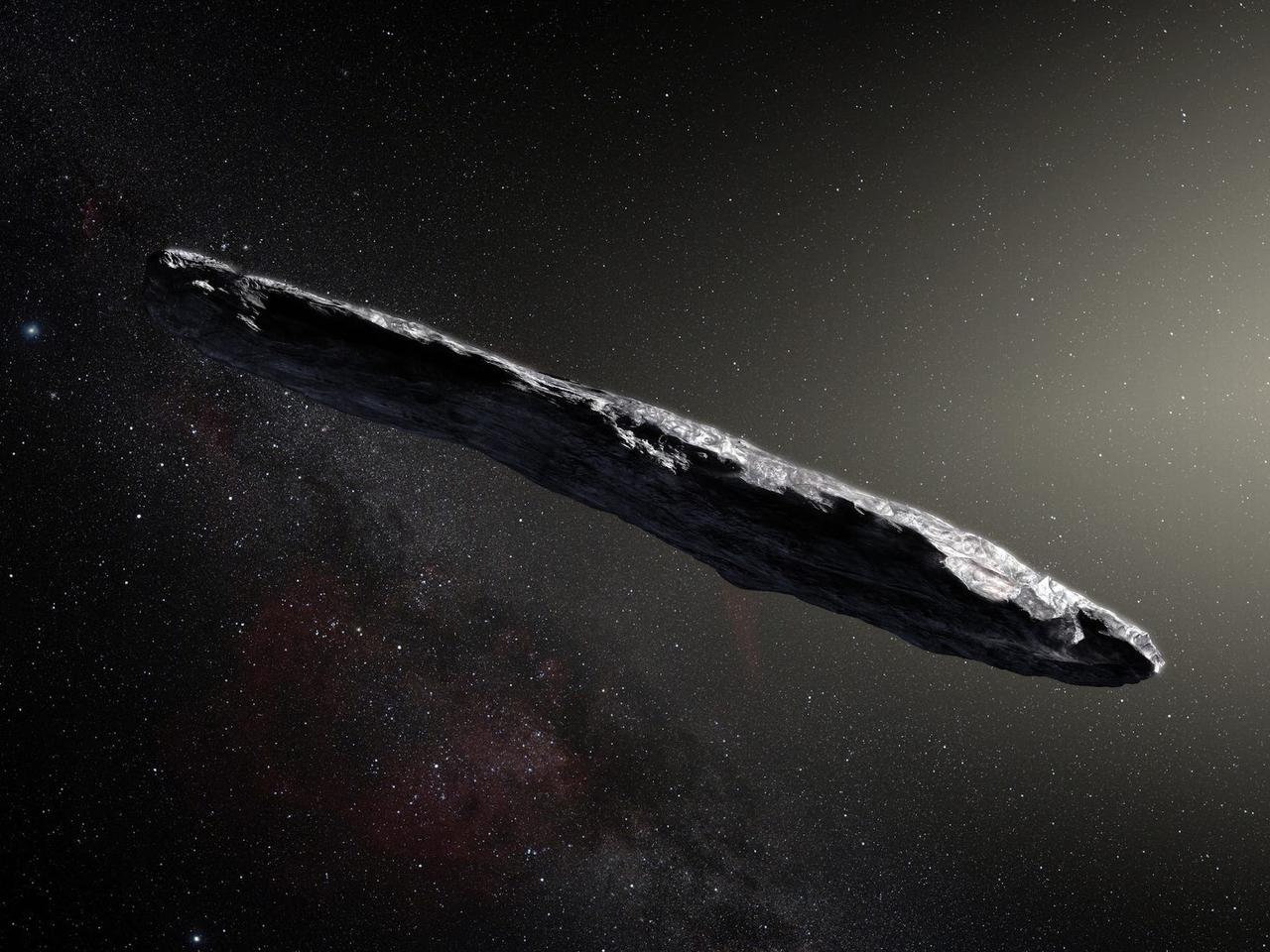 An artist's impression of interstellar object 'Oumuamua
