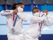 Jordan Chiles and Simone Biles sported Team USA masks at the Tokyo 2020 Games.