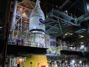 スペースローンチシステムに搭載される宇宙船｢オリオン｣。2021年10月20日、フロリダ州にあるNASAのケネディ宇宙センターにて撮影。
