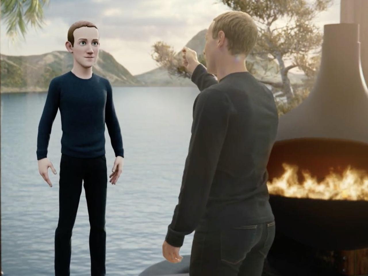 フェイスブックのカンファレンス｢コネクト2021｣で、｢メタバース｣内の自身のアバターを紹介するマーク・ザッカーバーグ。