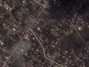 火山の噴火が起きた後のトンガの首都ヌクアロファの衛星画像。