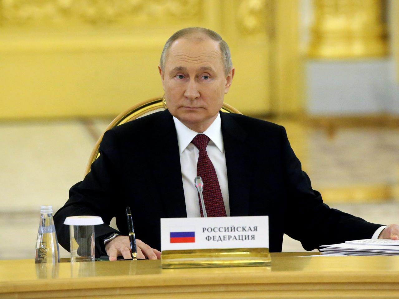 ロシアのウラジーミル・プーチン大統領。2022年5月16日、モスクワのクレムリンで開催された集団安全保障条約機構（CSTO）首脳会議で。
