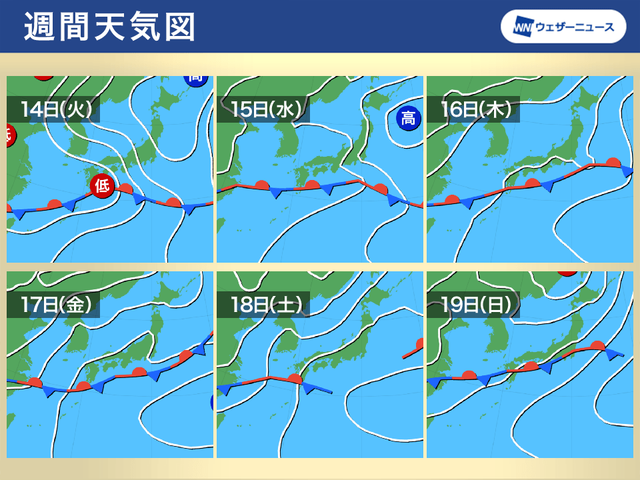 週中頃にかけて広く雨 近畿や東海も梅雨入りか 週間天気 6 14 6 Business Insider Japan