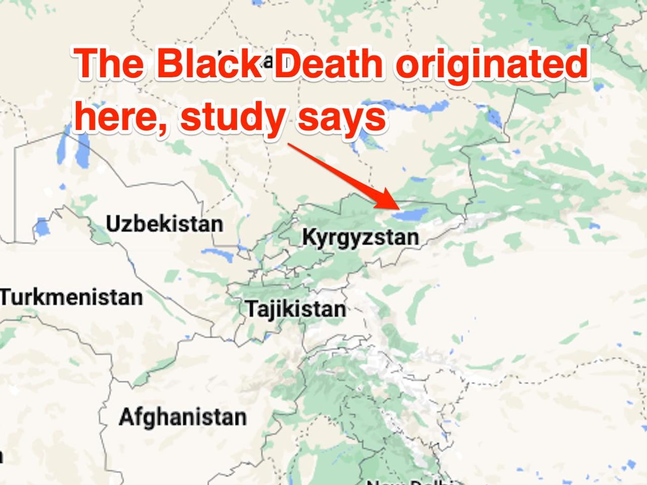 ペスト大流行の発生源である、キルギス北部の天山山脈のイシククル湖近く