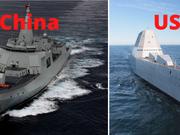 ｢南昌級駆逐艦（055型）｣（左）とUSSズムウォルト（右）。