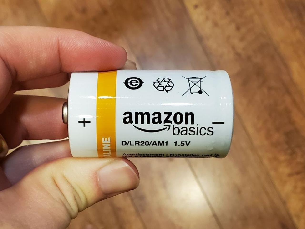 An Amazon Basics-branded battery.