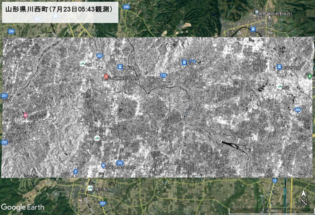 レーダー衛星が捉えた、山形県の記録的大雨の現状…新潟・北陸でも