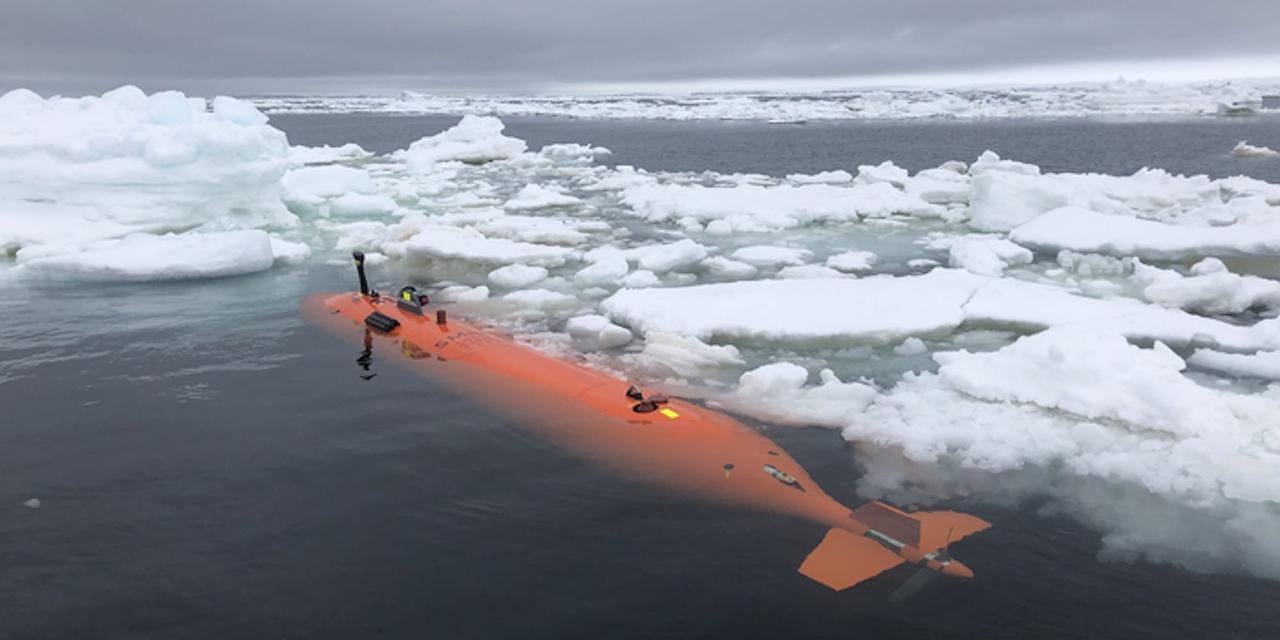 Rán, an autonomous underwater vehicle, surfaced after 20 hours of seafloor mapping in front of Thwaites Glacier.