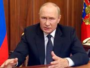 9月21日、モスクワで演説するロシアのウラジーミル・プーチン大統領。