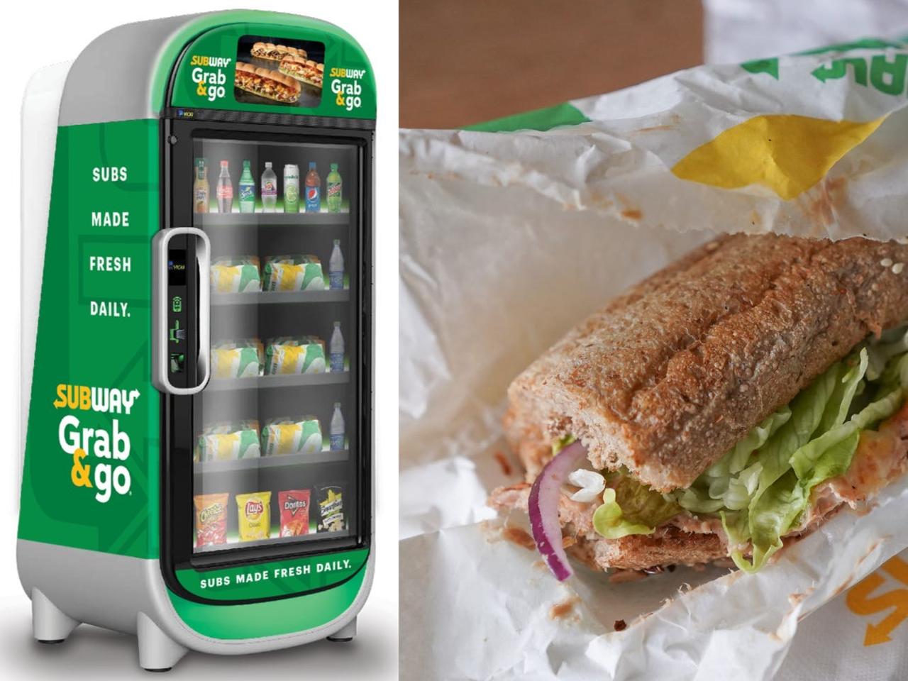 Subway smart fridge and sandwiches.
