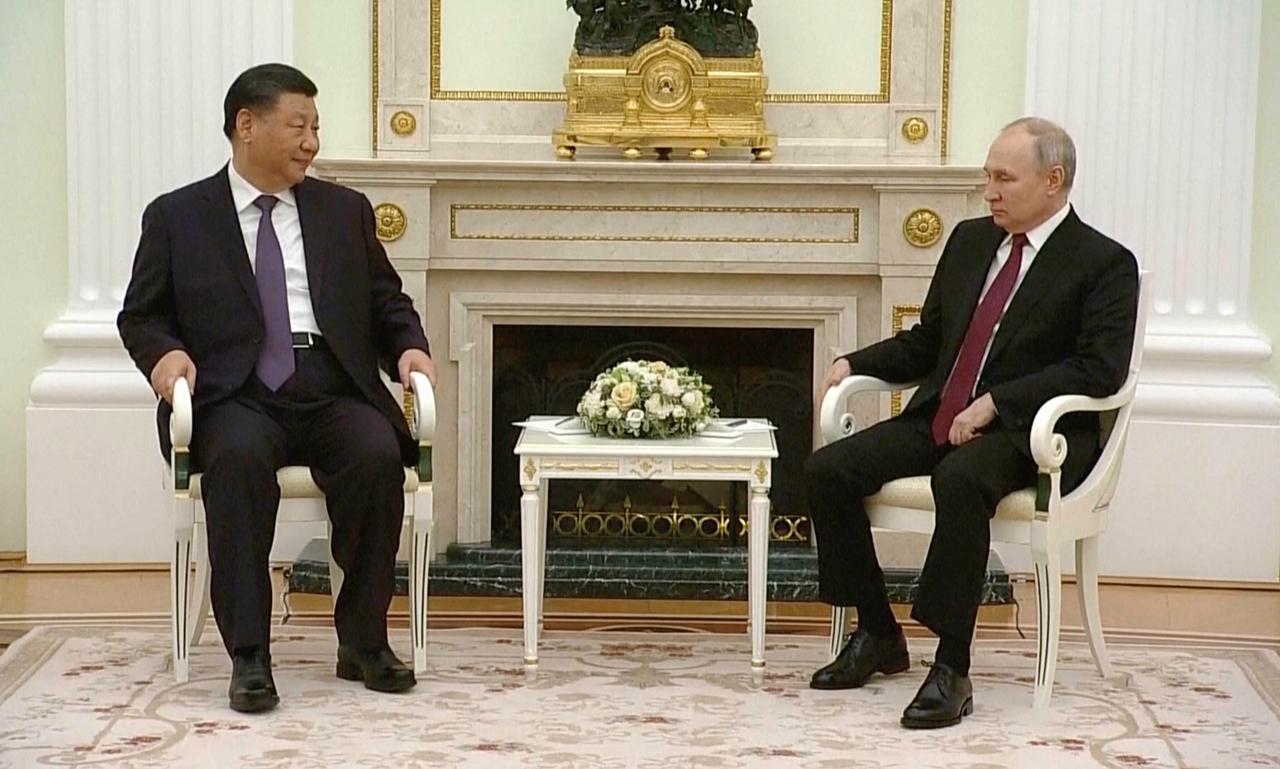 2023年3月20日、モスクワで会談した、中国の習近平国家主席とロシアのウラジーミル・プーチン大統領。
