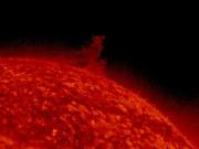 太陽から噴出する竜巻状のプロミネンスが観測された。