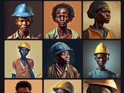 ｢DALL-E｣をもとにした無料ツール｢Craiyon｣に出力させた、｢アフリカ人労働者｣のAI生成画像。