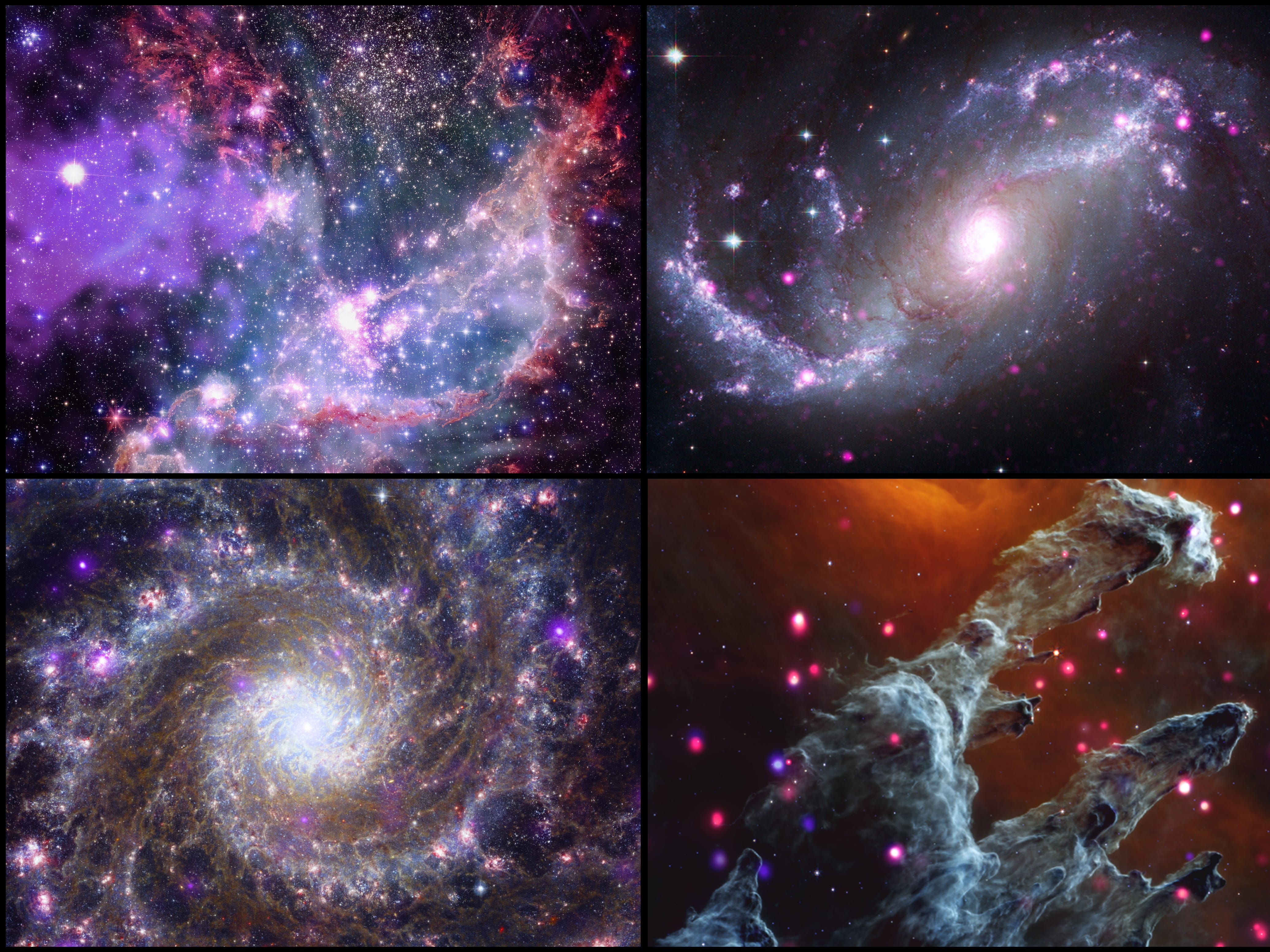 NASA、銀河や星団の最新画像を公開…3つの宇宙望遠鏡の画像を合成