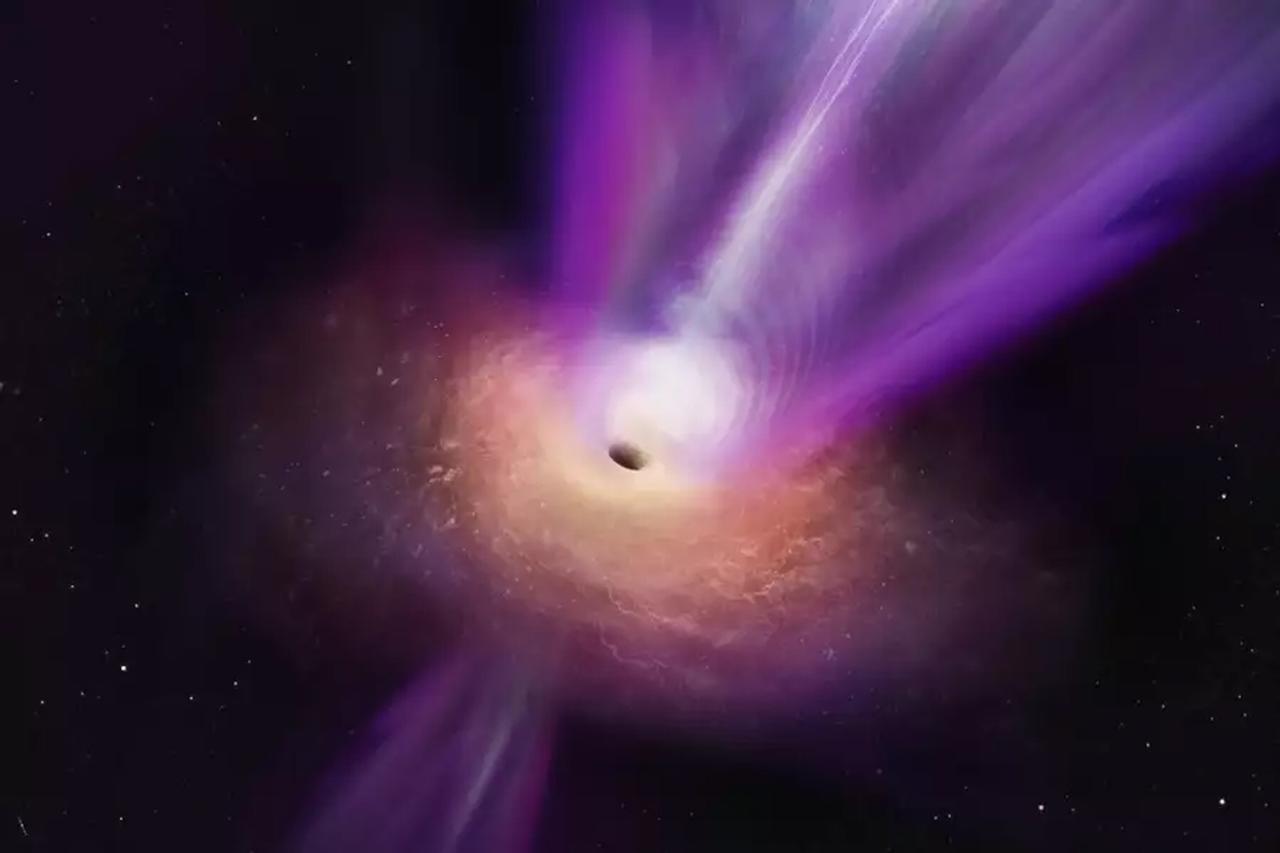 ブラックホールと降着円盤、ジェットの想像図