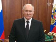 6月24日、モスクワで緊急テレビ演説をするプーチン大統領