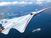NASAとロッキード・マーティンが開発中の超音速かつ静かな飛行機X-59が描かれたコンセプト。