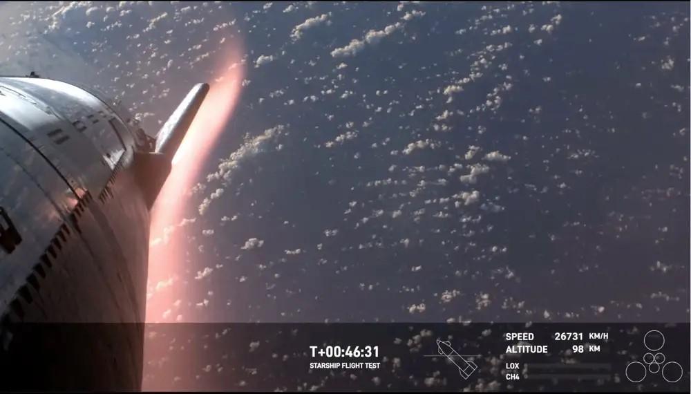 大気圏再突入時の鮮明な映像からわかること…スペースXのスターシップ、宇宙空間に到達