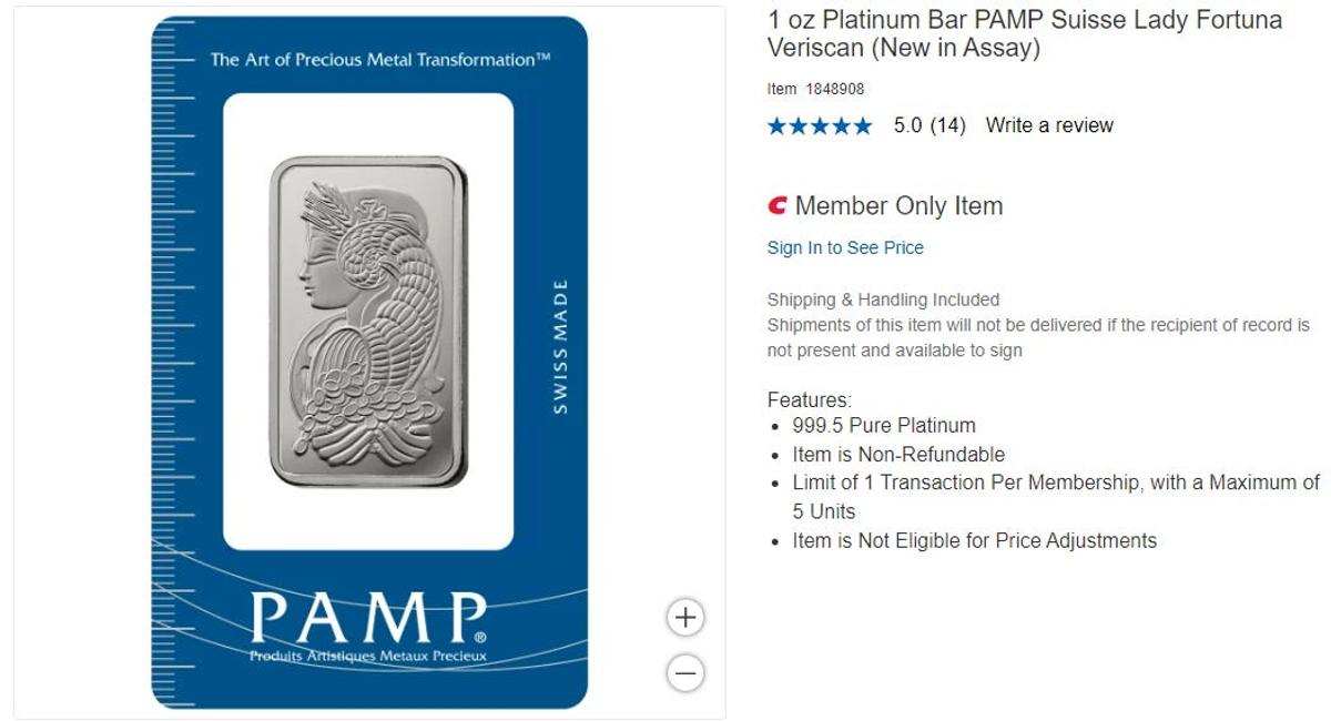 コストコ、金の延べ棒と銀貨に続いてプラチナも販売開始 | Business 