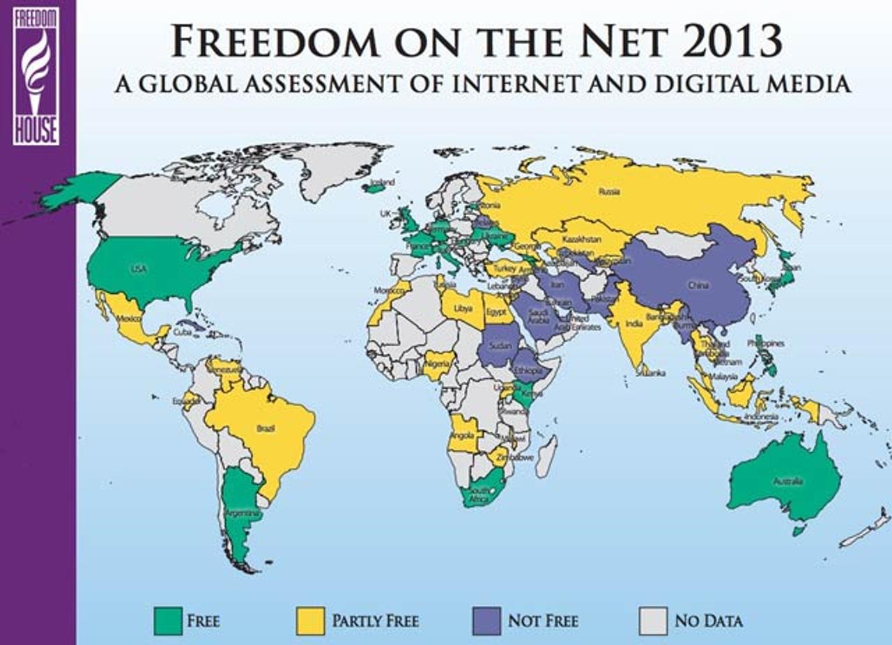 インターネットの自由度を表した世界地図 日本は 自由な国 にランク ギズモード ジャパン