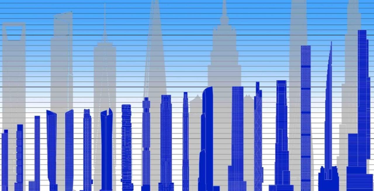 ニューヨークの高層ビルの隣にそびえ立つ、超スレンダーな建物たち