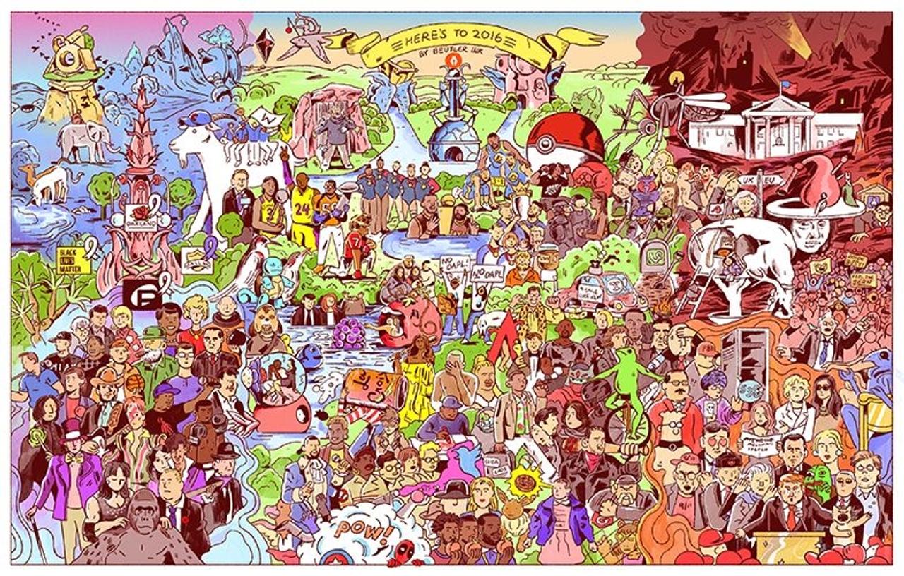 16年を象徴する出来事いろいろ 1枚のイラストにしました ギズモード ジャパン 16年を象徴する出来事いろいろ 1枚のイラストにしました ギズモード ジャパン