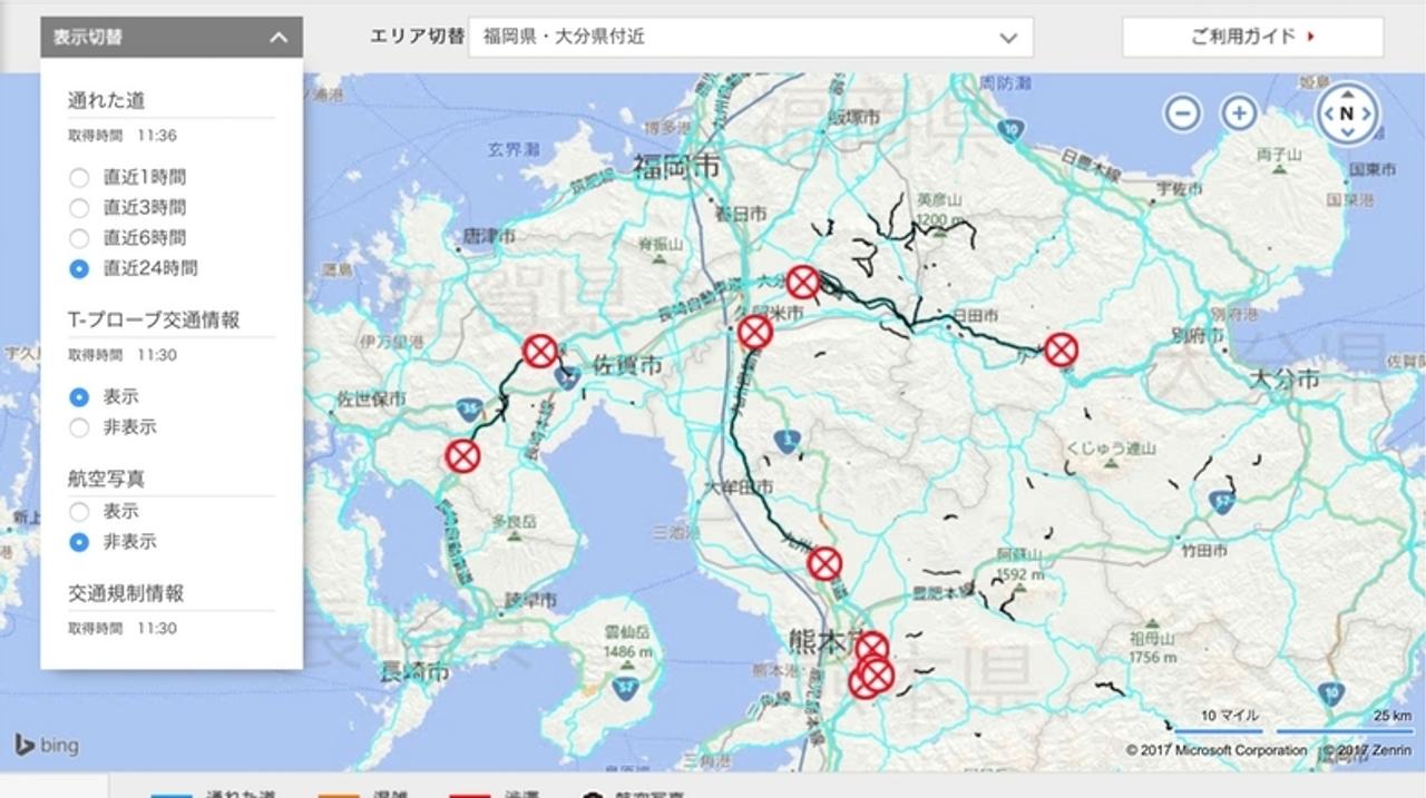 九州北部豪雨被災地の｢通れた道マップ｣をトヨタが公開しました