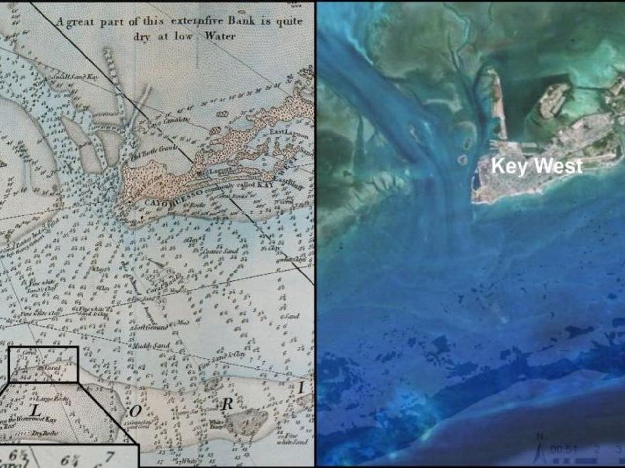 240年前と現在の海図からサンゴ礁の劇的な変化が見えてきた